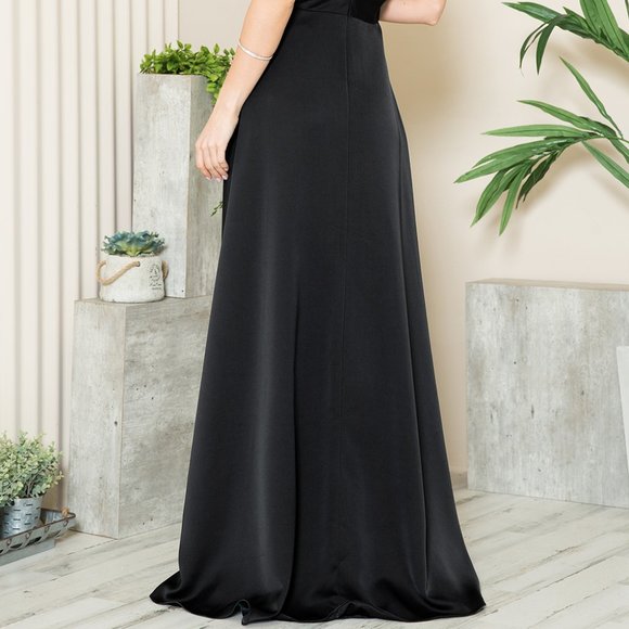 NEW BLACK LONG OFF SHOULDER SLEEVELESS DRESS WITH ZIPPER BACK AND STRAPS BZ012 - Picture 6 of 7